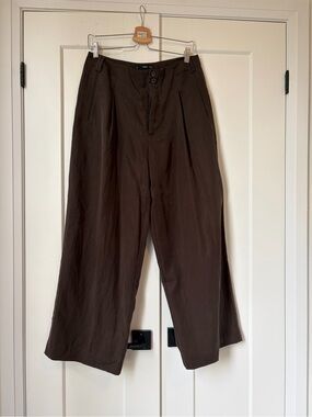 Mango Brown Wide-Leg Dress Pants